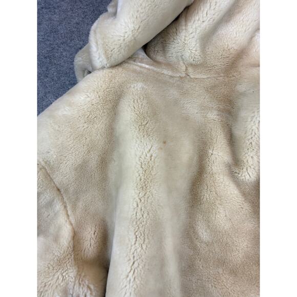 VINTAGE Donnybrook Faux Fur Jacket Womens Medium Beige Plush Hooded Gorpcore - Picture 8 of 9
